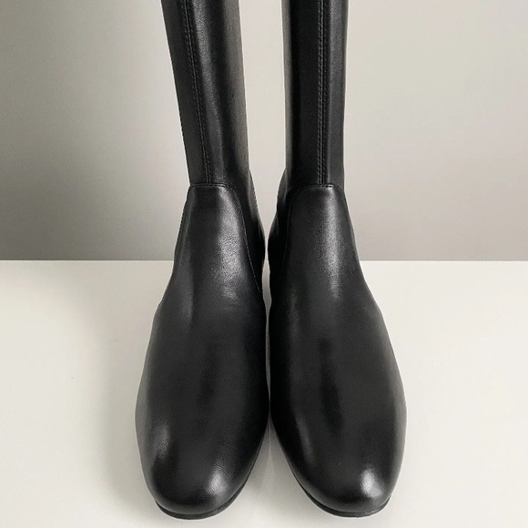 $895 Stuart Weitzman Genna 25 City Black Napa Leather Over The Knee Flat Boots 6 - Picture 8 of 16